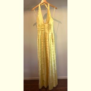 Vintage BCBG CANARY YELLOW RIBBON MAXI GOWN